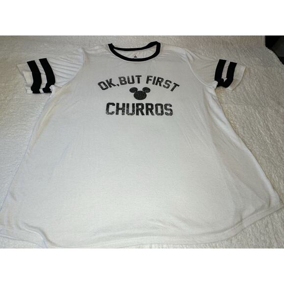 Mickey T-shirt “Ok, But First Churros” Short Sleeve Size 1X Disney Parks - Picture 1 of 4